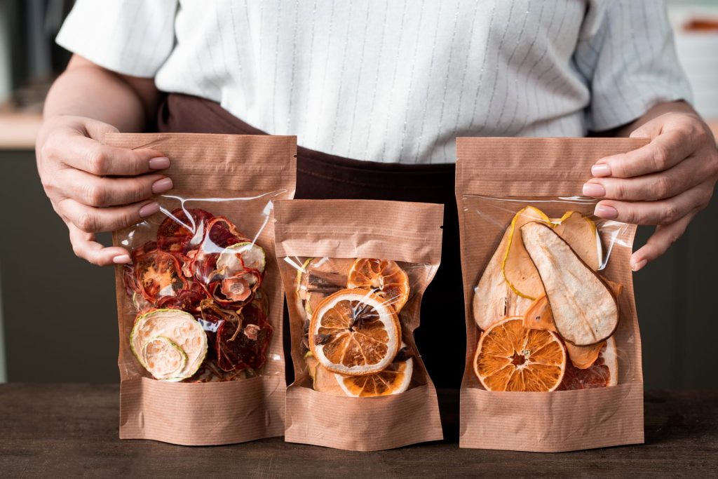 Packages with dried fruits