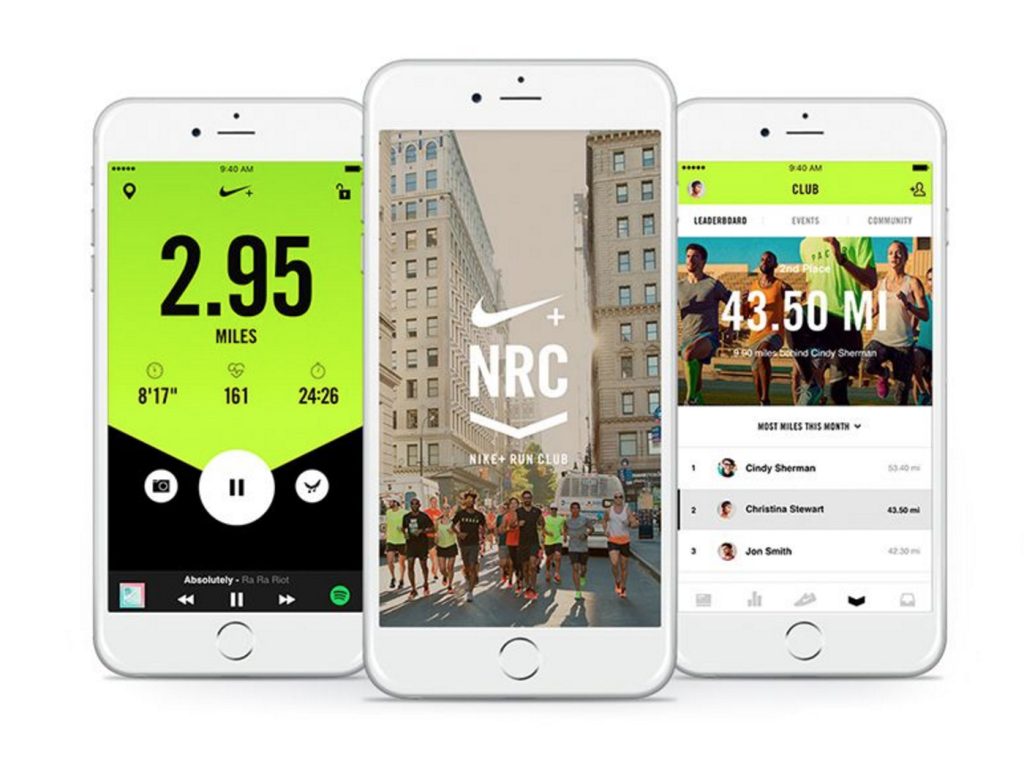 Nike running app interface